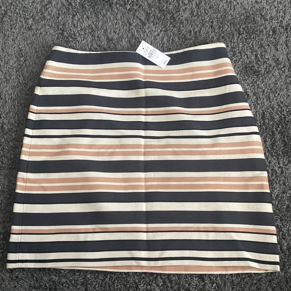 NWT Loft Gray and Tan Stripe Skirt
